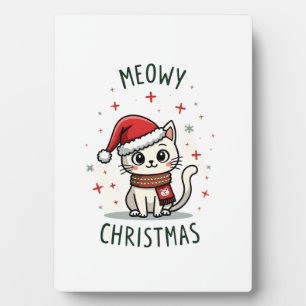 Meowy Christmas Cat Lover Funny Festive Holidays C Plaque
