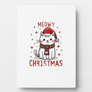 Meowy Christmas Cat Lover Funny Festive Holidays C Plaque