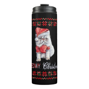 Meowy Christmas, Cat Lover Merry Christmas catmas Thermal Tumbler