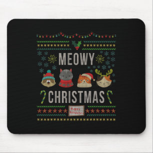 Meowy Christmas Cat Lover Tacky Ugly Christmas Par Mouse Pad