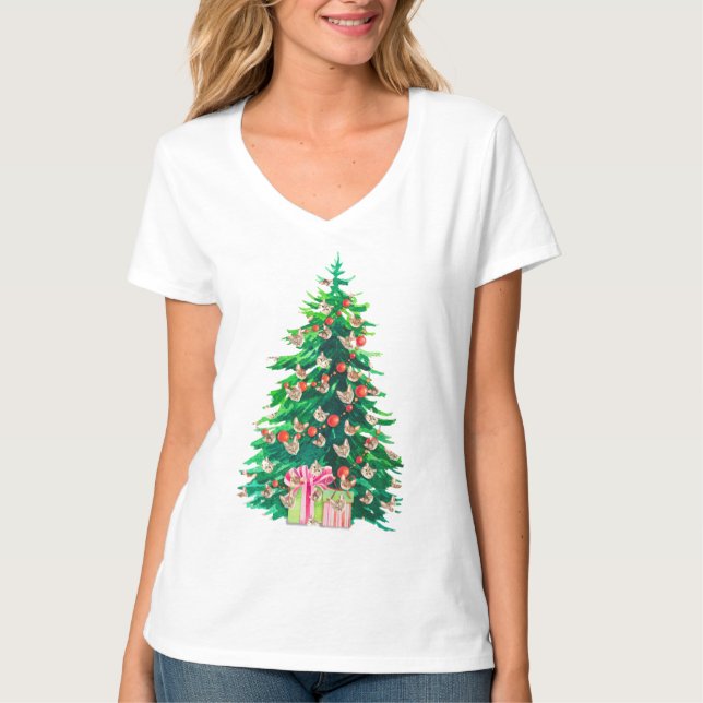 Meowy Christmas Cat Mum Shirt - Funny Tree Tee! (Front)