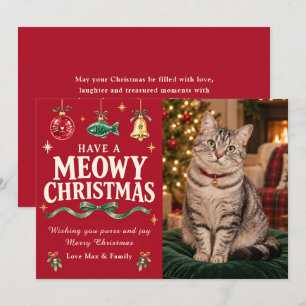 Meowy Christmas Cat Photo Holiday Card