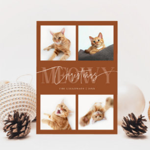 Meowy Christmas Cat Photos Terracotta Christmas Holiday Card