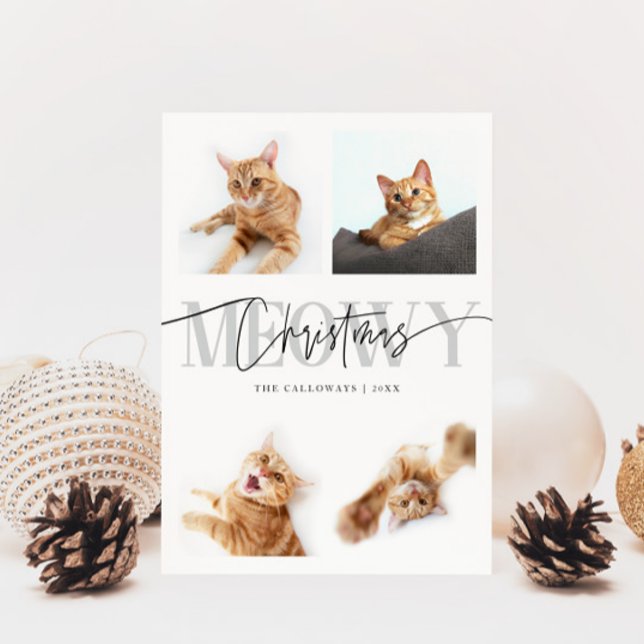Meowy Christmas Cat Photos White Christmas Holiday Card (Creator Uploaded)