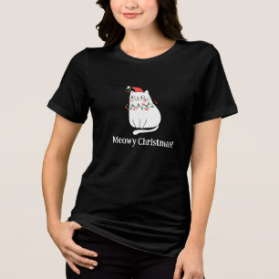 Meowy Christmas Cat T-Shirt Tri-Blend Shirt
