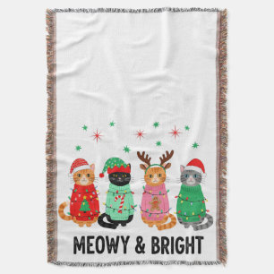 Meowy Christmas Cat Throw Blanket