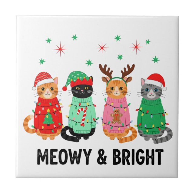 Meowy Christmas Cat Tile (Front)