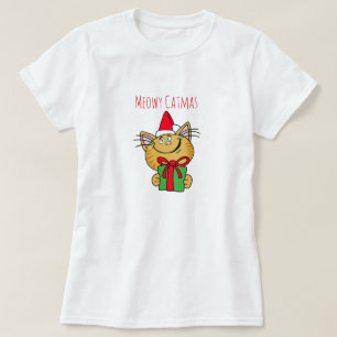 Meowy Christmas Cat Women's Basic T-Shirt
