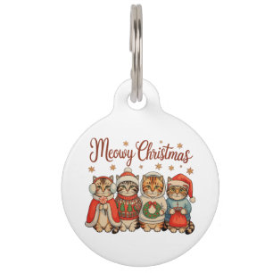 Meowy Christmas Cat Xmas Santa Hat Holiday Season Pet Tag