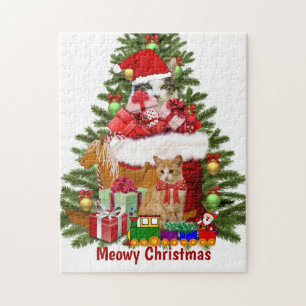 Meowy Christmas Cats and Holiday Tree Jigsaw Puzzle