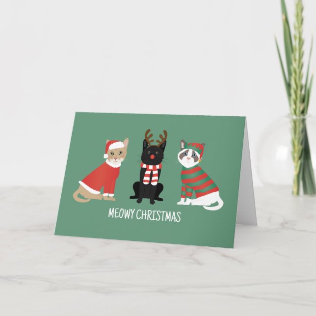 Meowy Christmas Cats Holiday Card (Front)