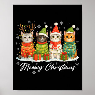 Meowy Christmas Cats Holiday Lights Cozy Season Xm Poster