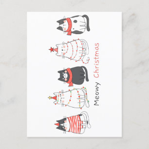 Meowy Christmas Cats Holiday Postcard