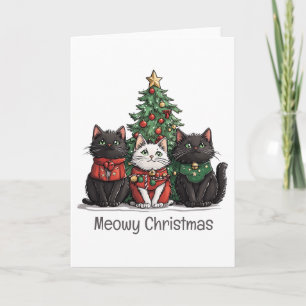 Meowy Christmas Cats Holiday Tree Card
