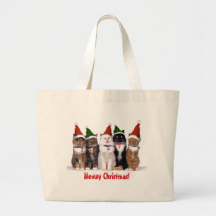 "Meowy Christmas Cats" Large Tote Bag