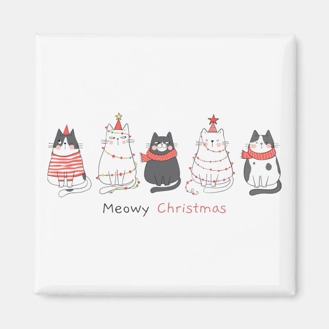 Meowy Christmas Cats Magnet (Front)