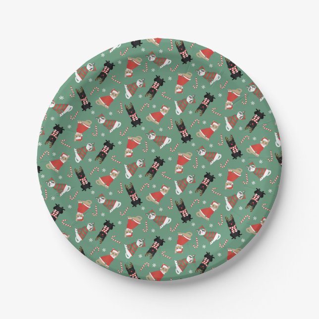 Meowy Christmas Cats Paper Plate (Front)