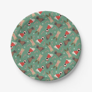 Meowy Christmas Cats Paper Plate