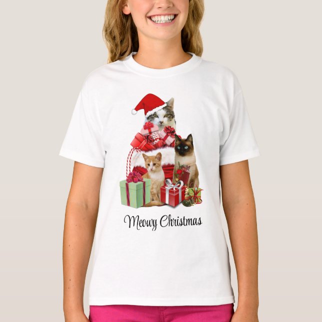 Meowy Christmas Cats  T-Shirt (Front)