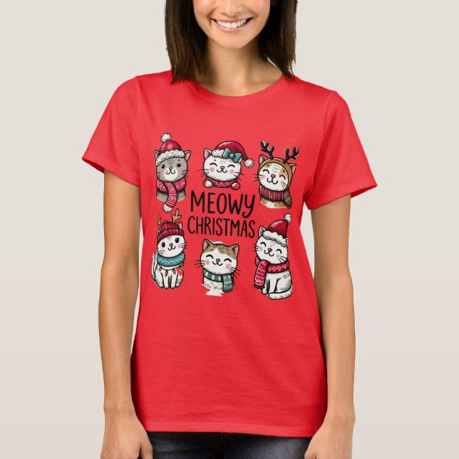 Meowy Christmas Cats T-Shirt (Front)