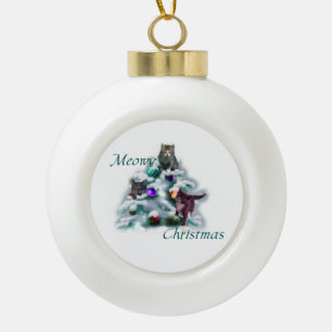 Meowy Christmas Ceramic Ball Christmas Ornament