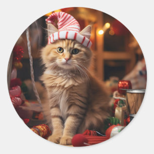 Meowy Christmas! Classic Round Sticker