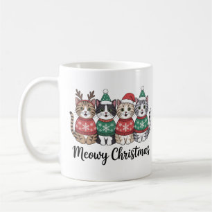 Meowy Christmas Coffee Cute Holiday Cat Lover Mug