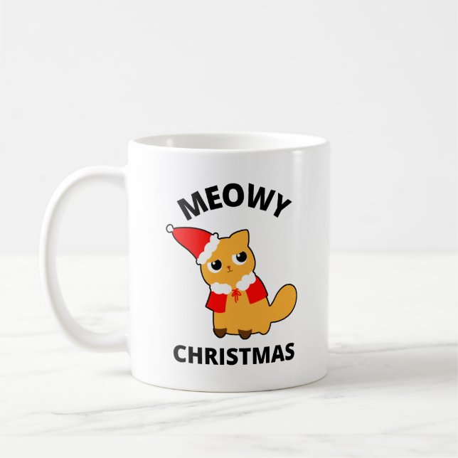 Meowy Christmas Coffee Mug (Left)