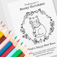 Meowy Christmas Color Your Own Cute Cat in Scarf