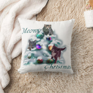 Meowy Christmas Cushion