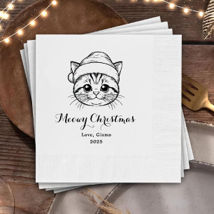 Meowy Christmas Custom Cat Drawn Wedding Napkins