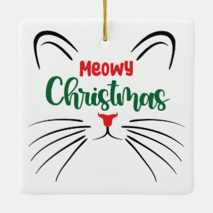 Meowy Christmas Custom Kitty Cat Photo Christmas  Ceramic Ornament