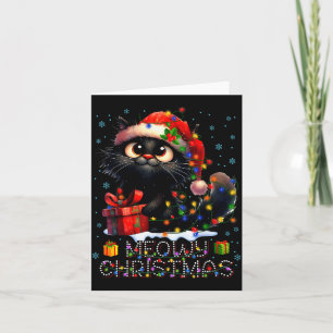 Meowy Christmas Cute Black Cat Christmas Xmas Wome Card
