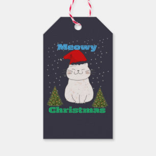 Meowy Christmas Cute Cat Design   Funny Holiday Ca Gift Tags