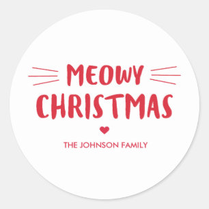 Meowy Christmas   Cute Cat Holiday Classic Round Sticker