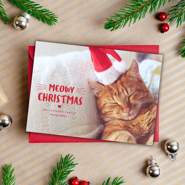 Meowy Christmas | Cute Cat Holiday Photo Card (Creator Uploaded)
