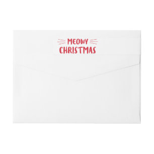 Meowy Christmas   Cute Cat Holiday Wrap Around Label