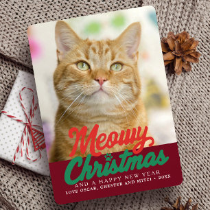 Meowy Christmas Cute Cat Photo Christmas Holiday Card