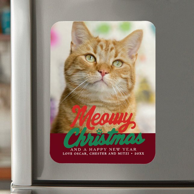 Meowy Christmas Cute Cat Photo Christmas Magnet (Creator Uploaded)