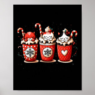 Meowy Christmas Cute Cats And Coffee Merry Xmas Gr Poster