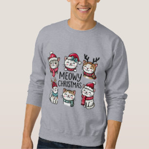 Meowy Christmas Cute Cats Kitten Festive Holiday  Sweatshirt
