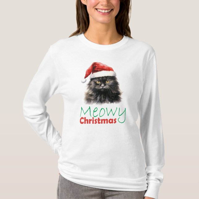 Meowy Christmas, cute Christmas Cats Long Sleeve T-Shirt (Front)