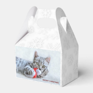 Meowy Christmas Cute Grey Tabby Cat Favour Box