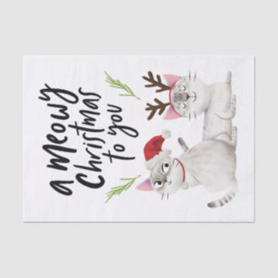 Meowy Christmas Cute Kitty Cat Typography Tissue Paper