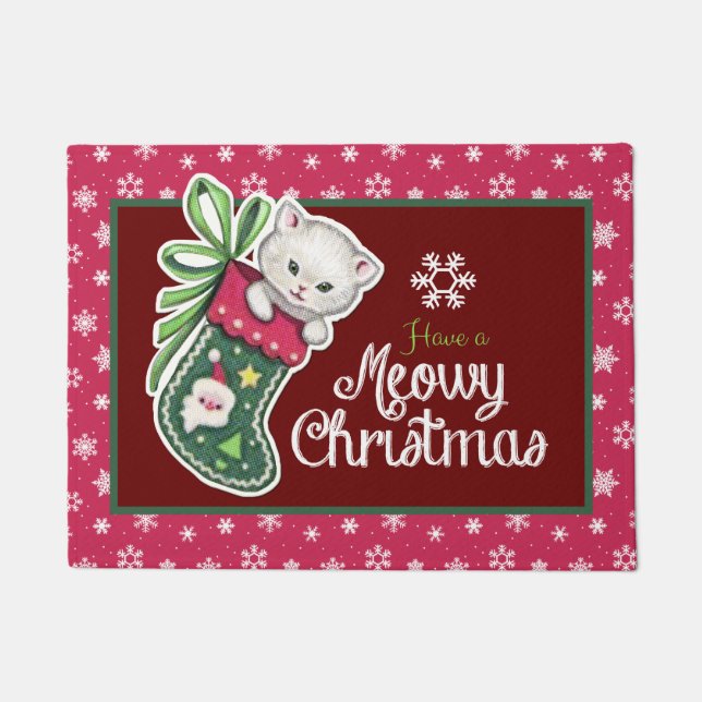 Meowy Christmas Door Mat (Front)