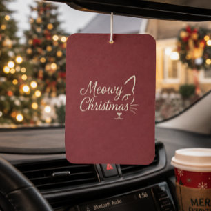 'Meowy Christmas' Elegant Deep Cranberry Photo Car Air Freshener