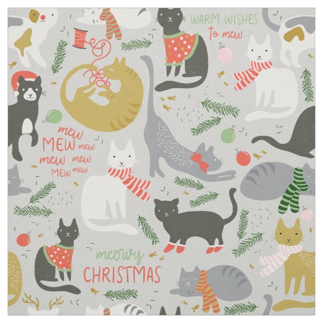 Meowy Christmas Fabric (Swatch)