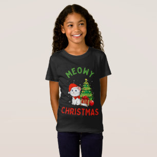 Meowy Christmas Fine Jersey Cat T-Shirt