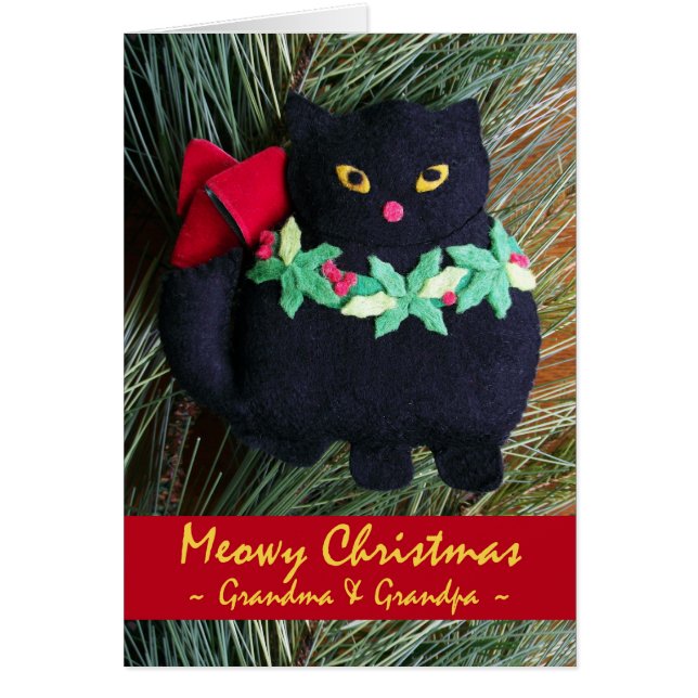 Meowy Christmas for Grandparents, Cat Ornament (Front)