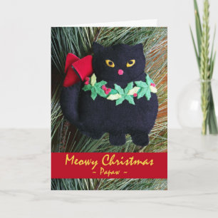Meowy Christmas for Papaw Felt Cat Ornament Holiday Card